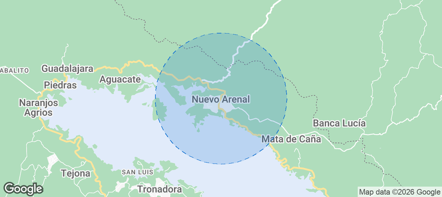 Nuevo Arenal Airbnb map